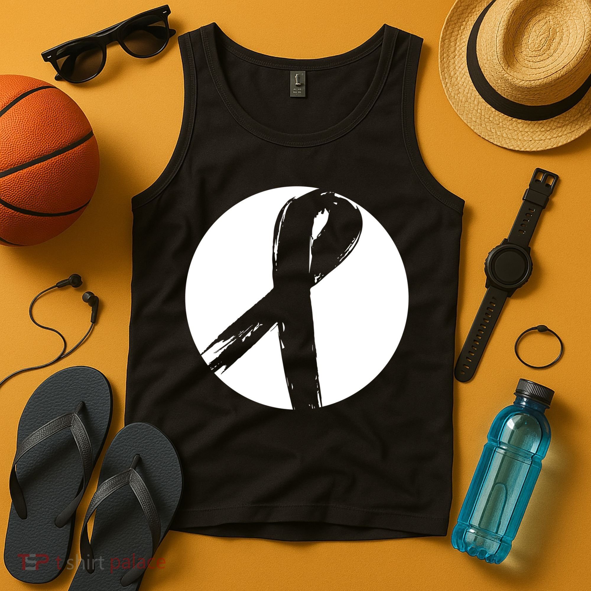 Breast Cancer Circle Ribbon Logo Tank Top