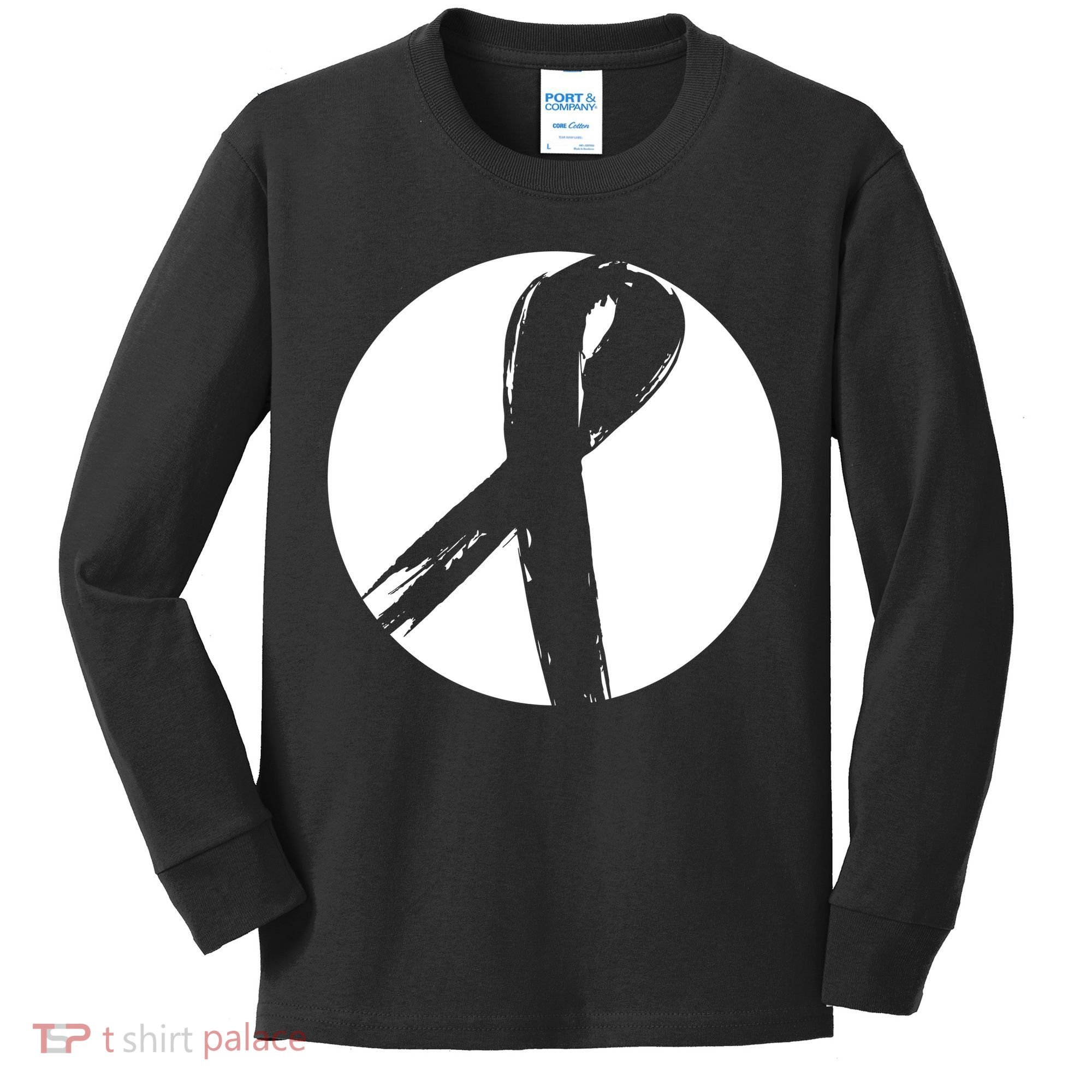 Breast Cancer Circle Ribbon Logo Kids Long Sleeve Shirt