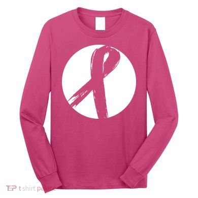 Breast Cancer Circle Ribbon Logo Long Sleeve Shirt
