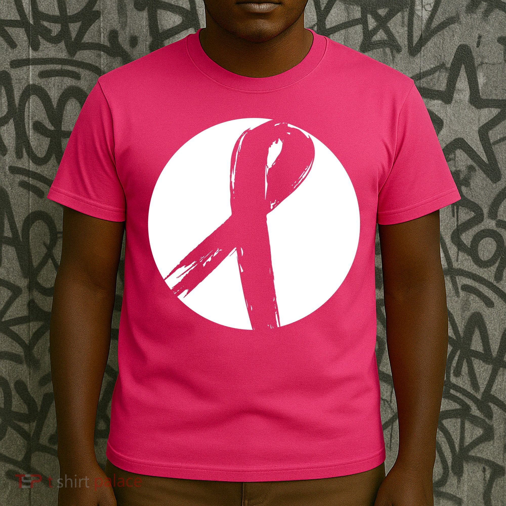 Breast Cancer Circle Ribbon Logo T-Shirt