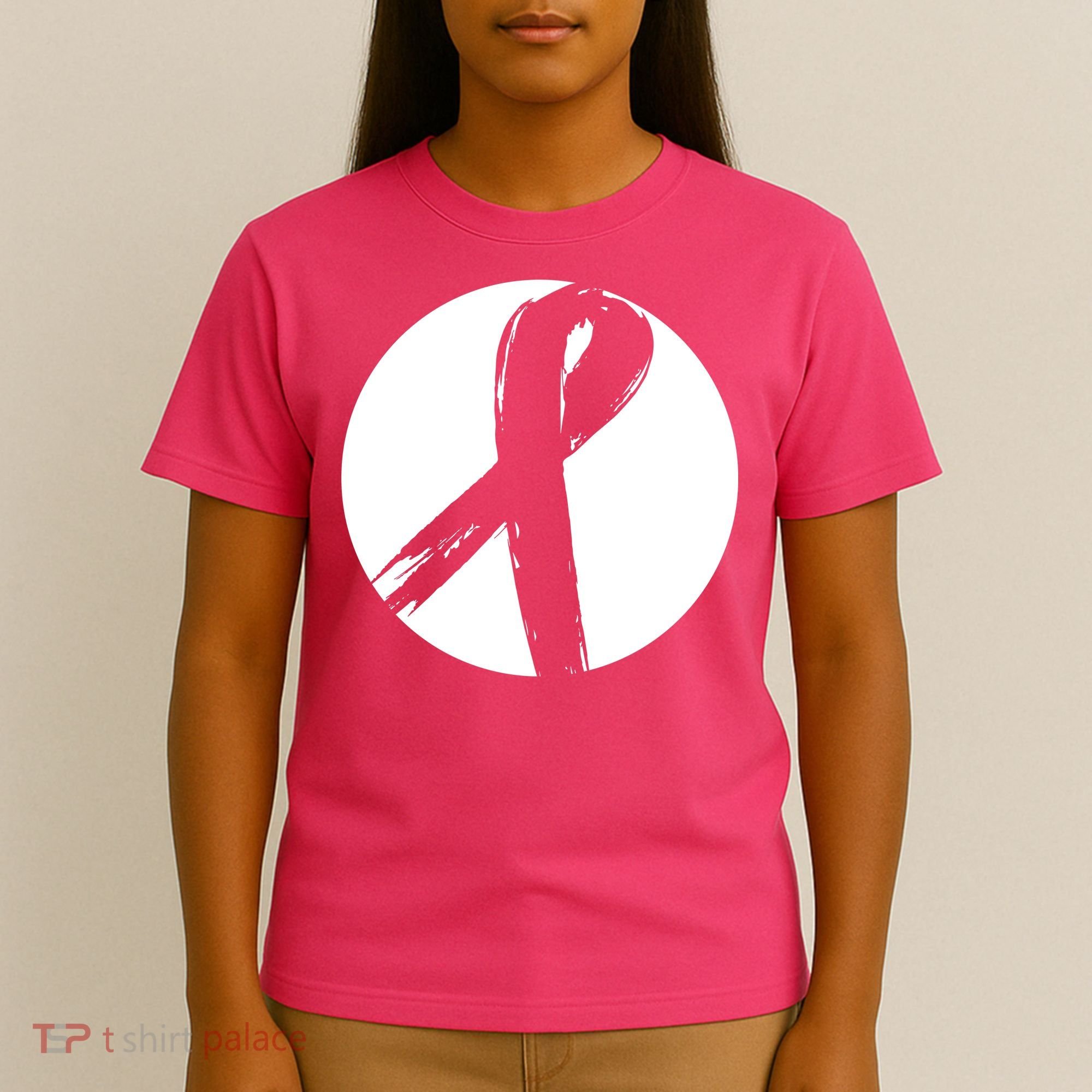 Breast Cancer Circle Ribbon Logo T-Shirt