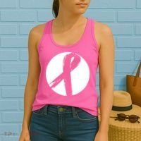 Breast Cancer Circle Ribbon Logo Women's Tank Top thumb 2