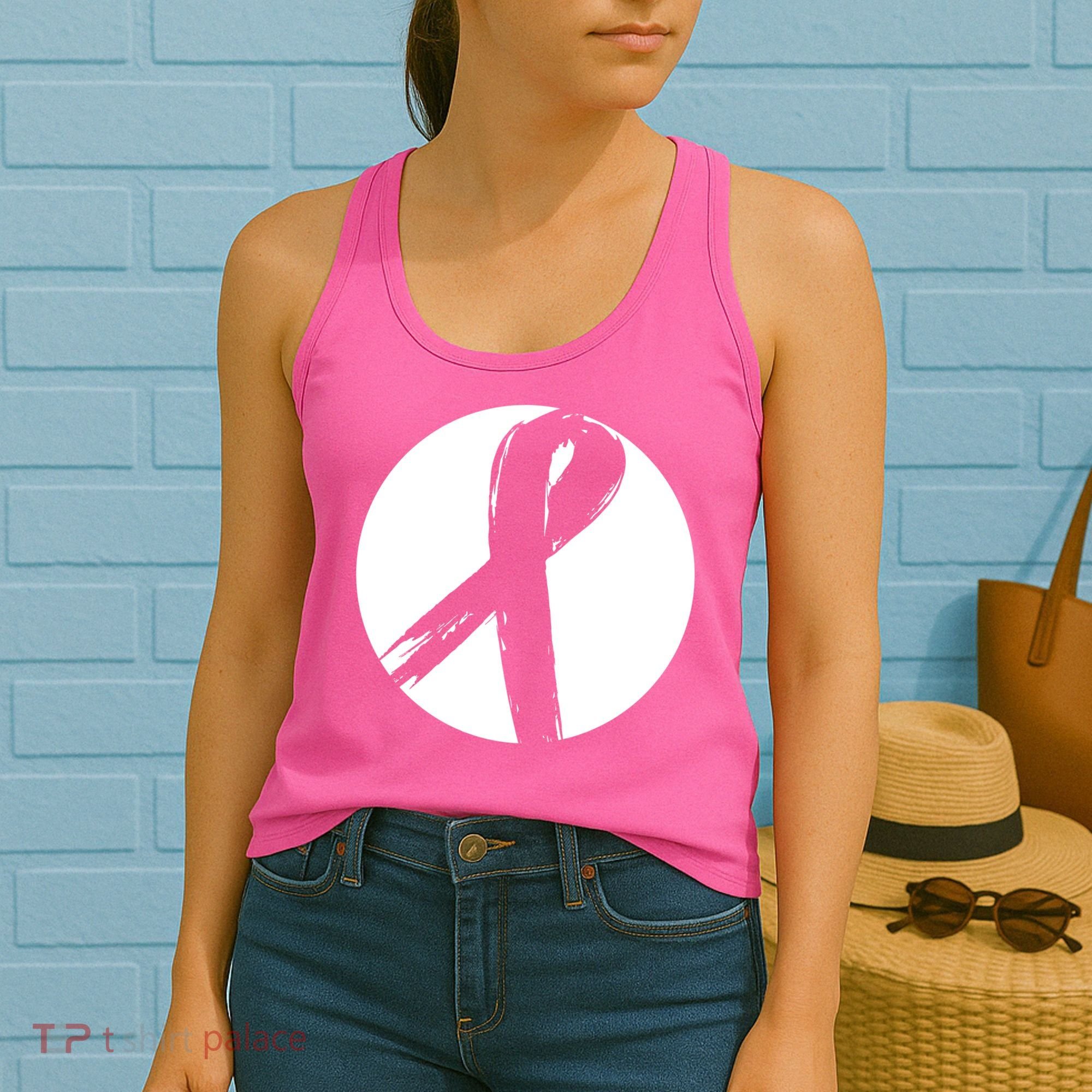 Breast Cancer Circle Ribbon Logo Women's Tank Top