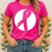 Breast Cancer Circle Ribbon Logo Women's T-Shirt thumb 2