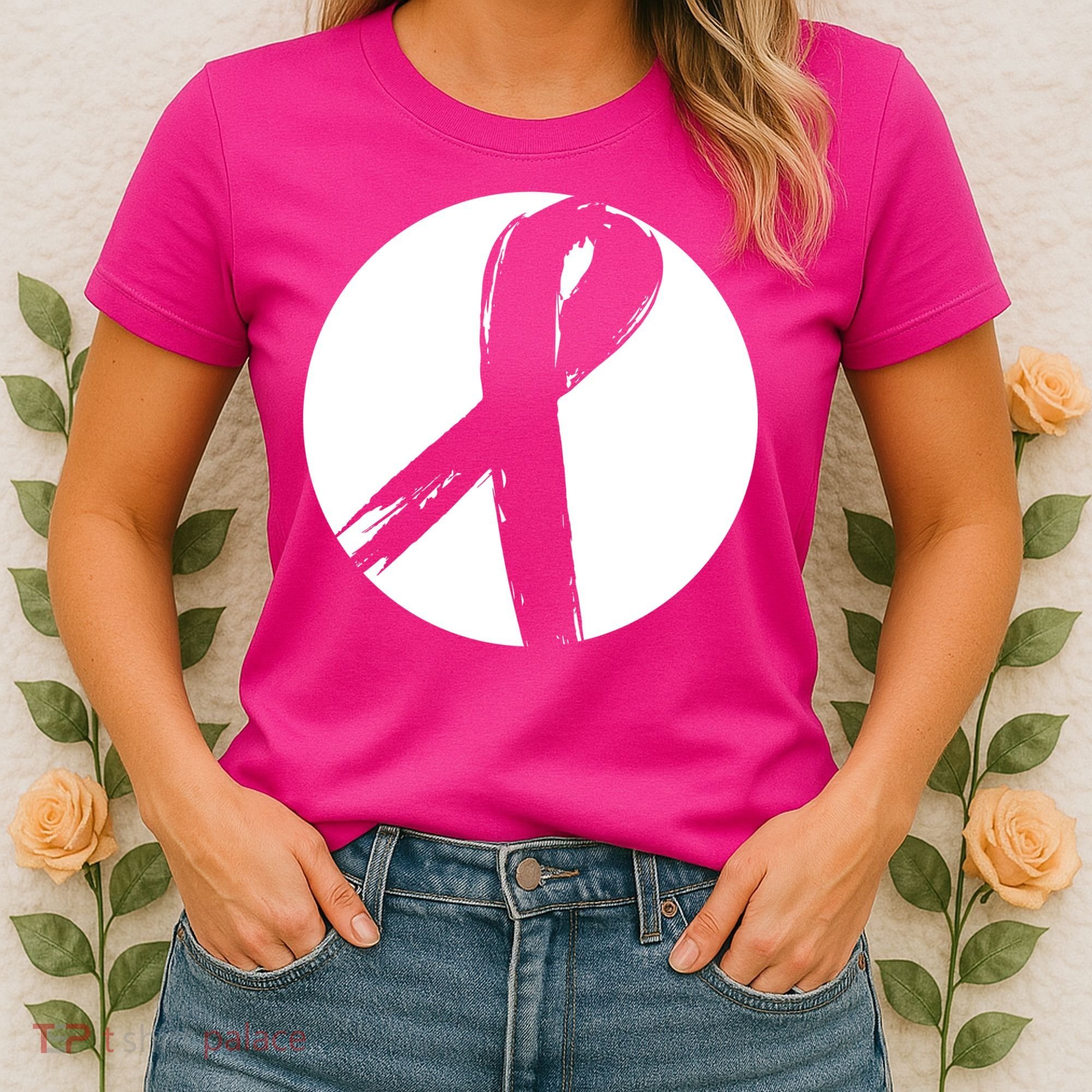 Breast Cancer Circle Ribbon Logo Women's T-Shirt