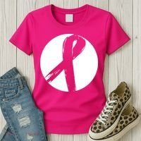 Breast Cancer Circle Ribbon Logo Women's T-Shirt thumb 3