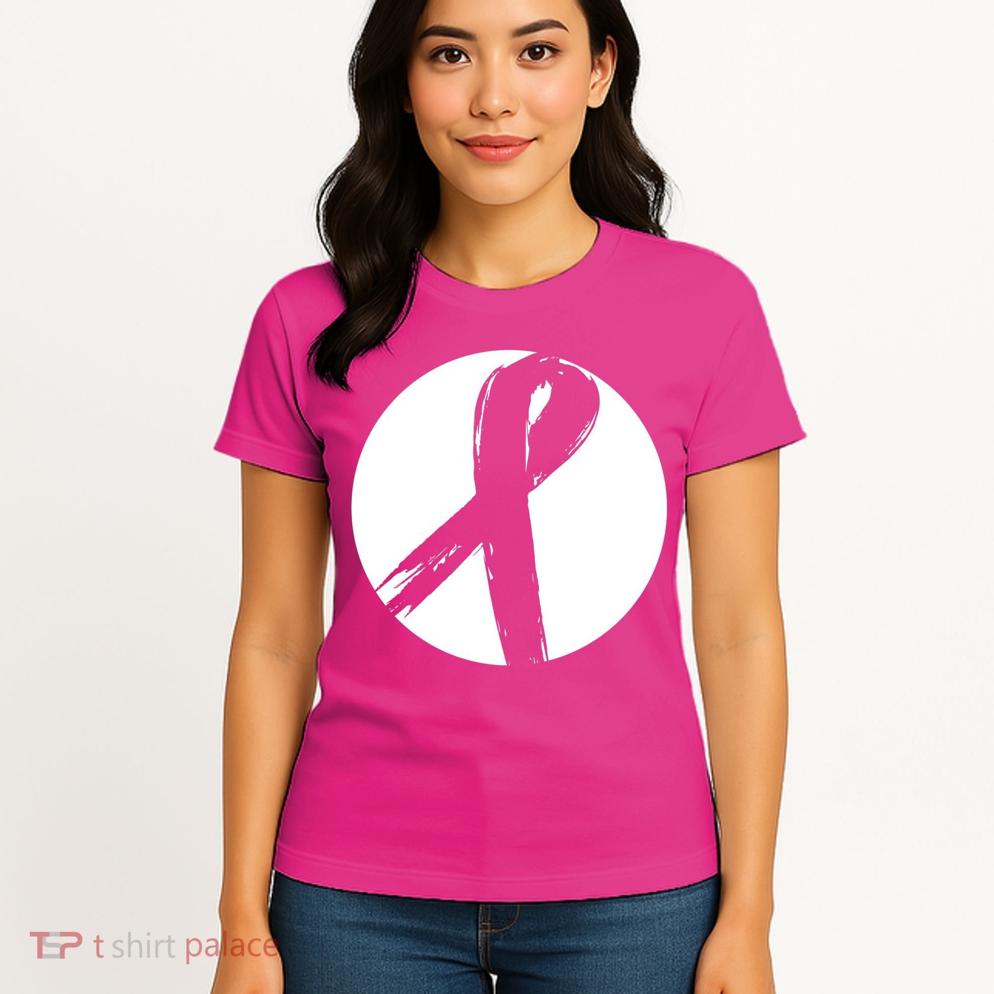 Breast Cancer Circle Ribbon Logo Women's T-Shirt