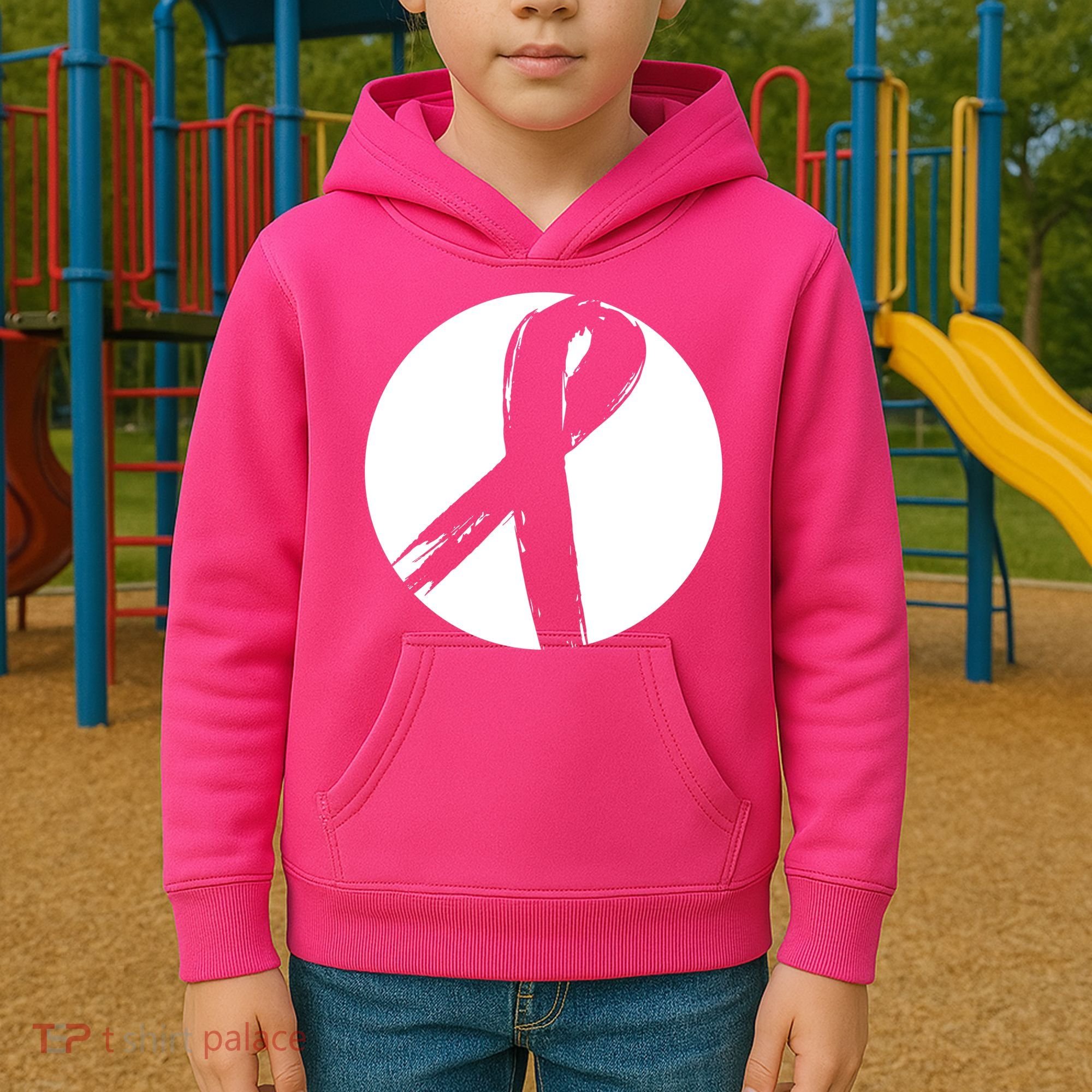Breast Cancer Circle Ribbon Logo Kids Hoodie