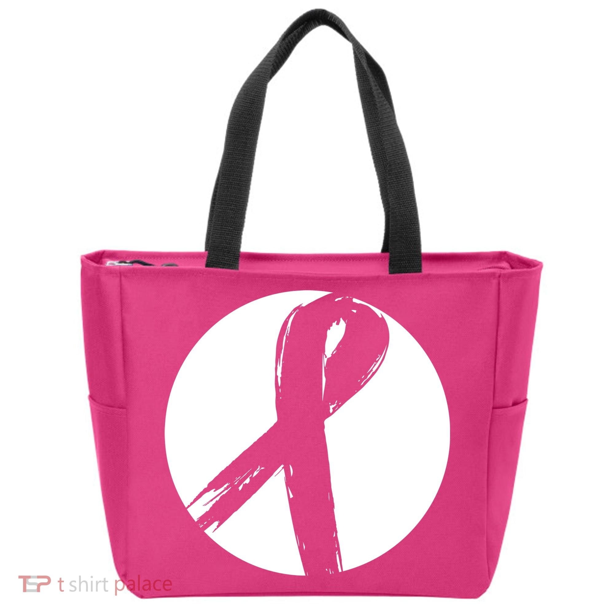Breast Cancer Circle Ribbon Logo Tote Bag