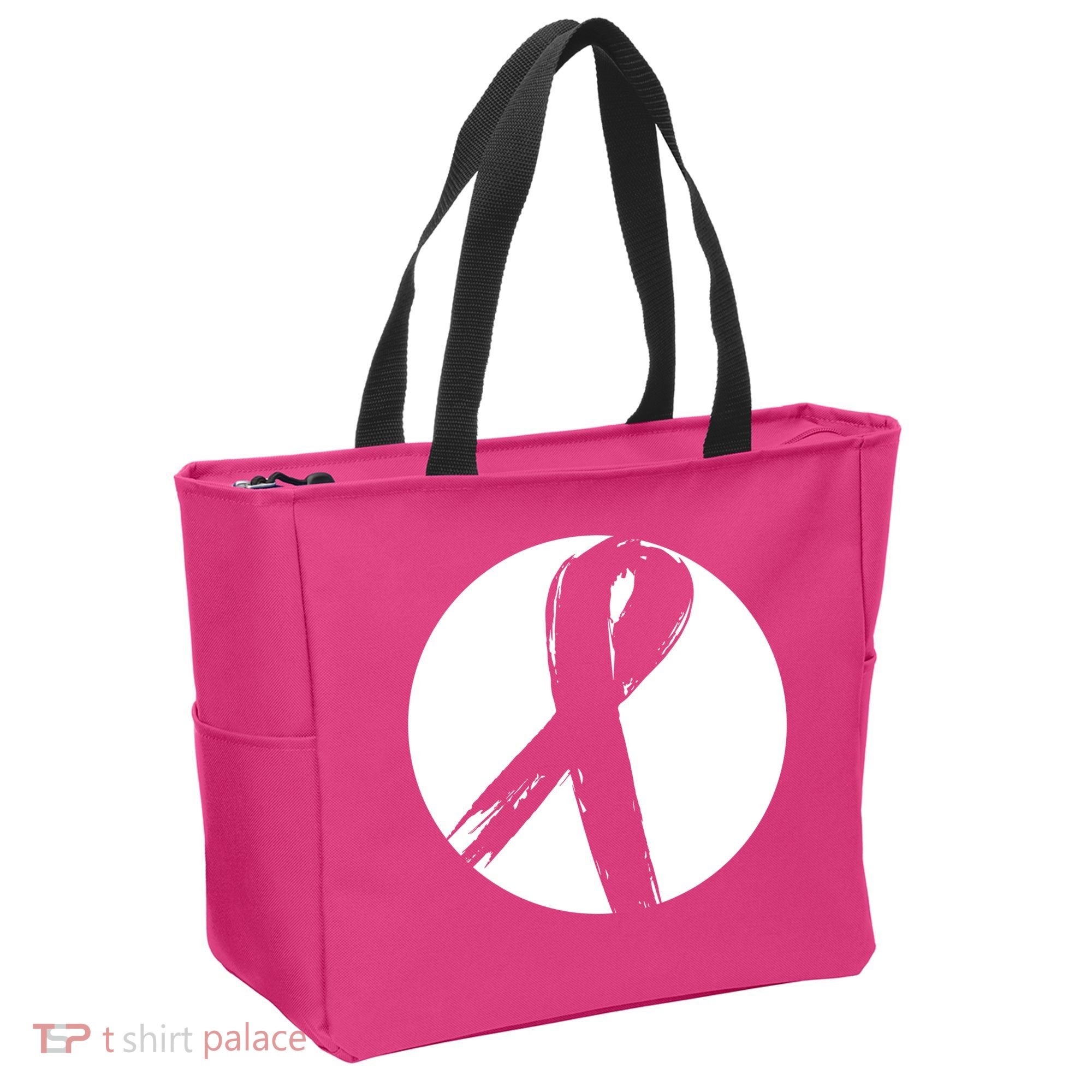 Breast Cancer Circle Ribbon Logo Tote Bag