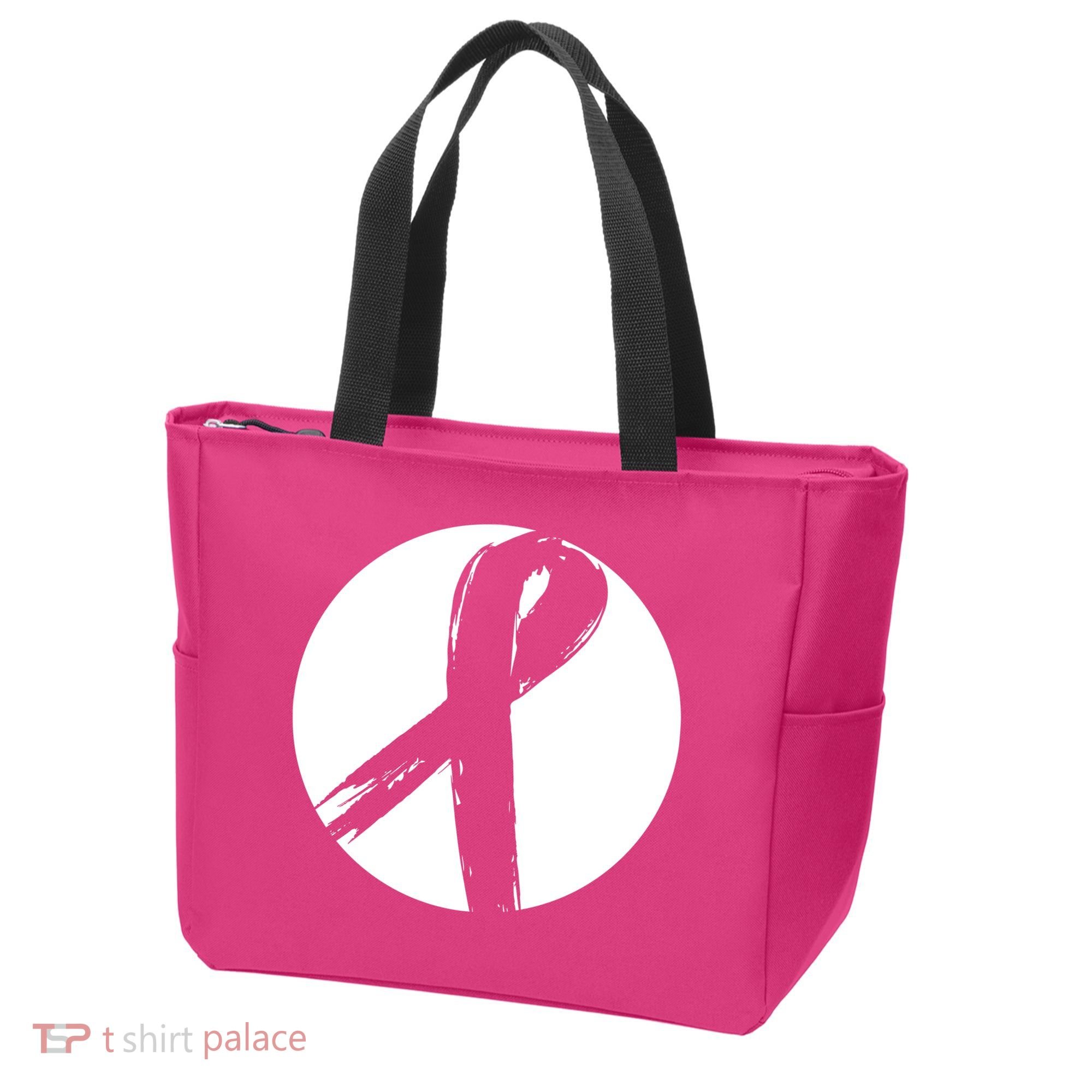 Breast Cancer Circle Ribbon Logo Tote Bag