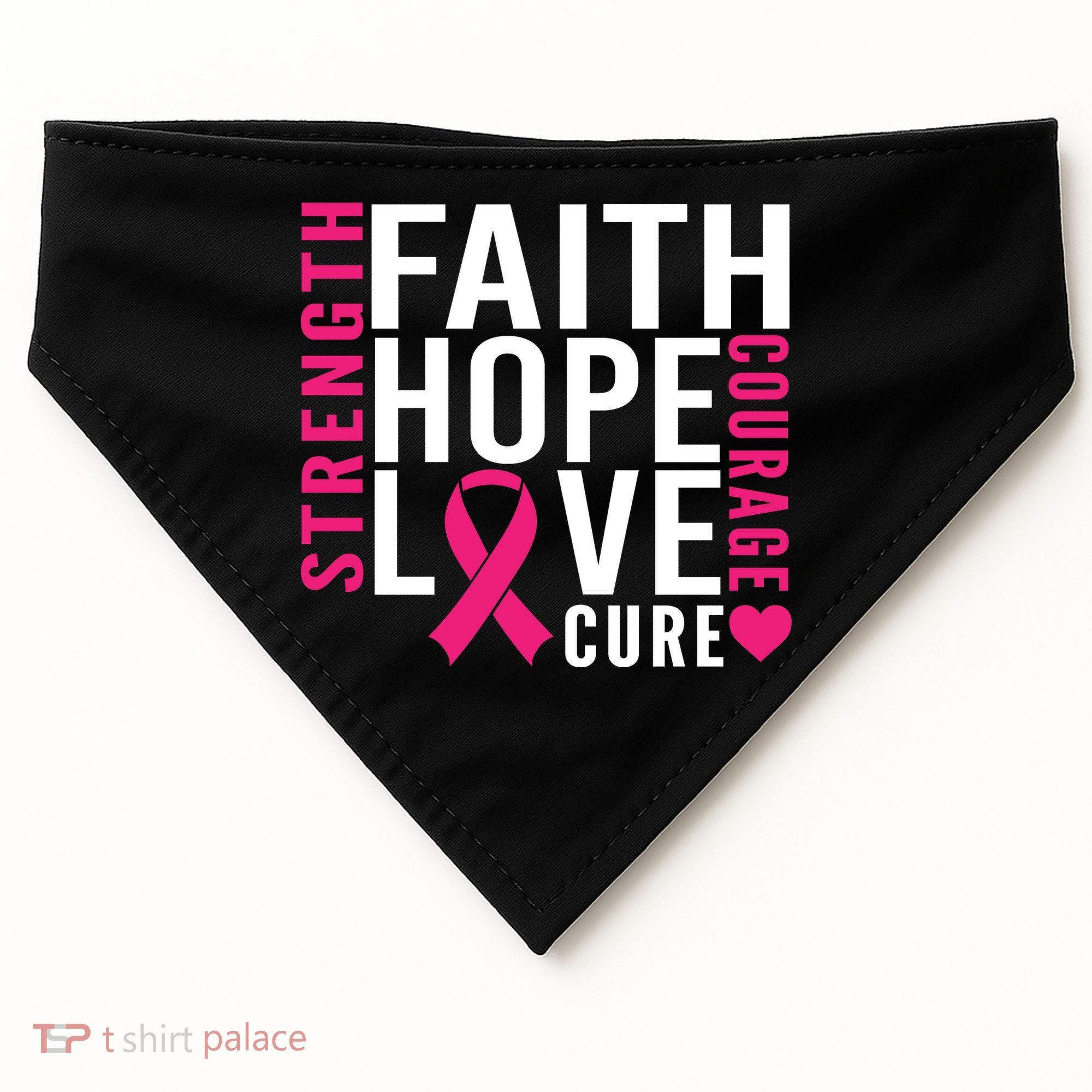Breast Cancer Faith Hope Love Courage USA-Made Doggie Bandana