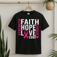 Breast Cancer Faith Hope Love Courage T-Shirt thumb 2