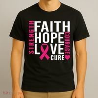 Breast Cancer Faith Hope Love Courage T-Shirt thumb 3