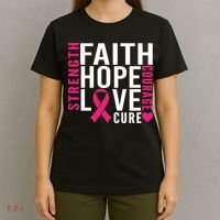 Breast Cancer Faith Hope Love Courage T-Shirt thumb 4