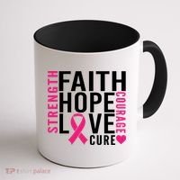 Breast Cancer Faith Hope Love Courage Coffee Mug thumb 1
