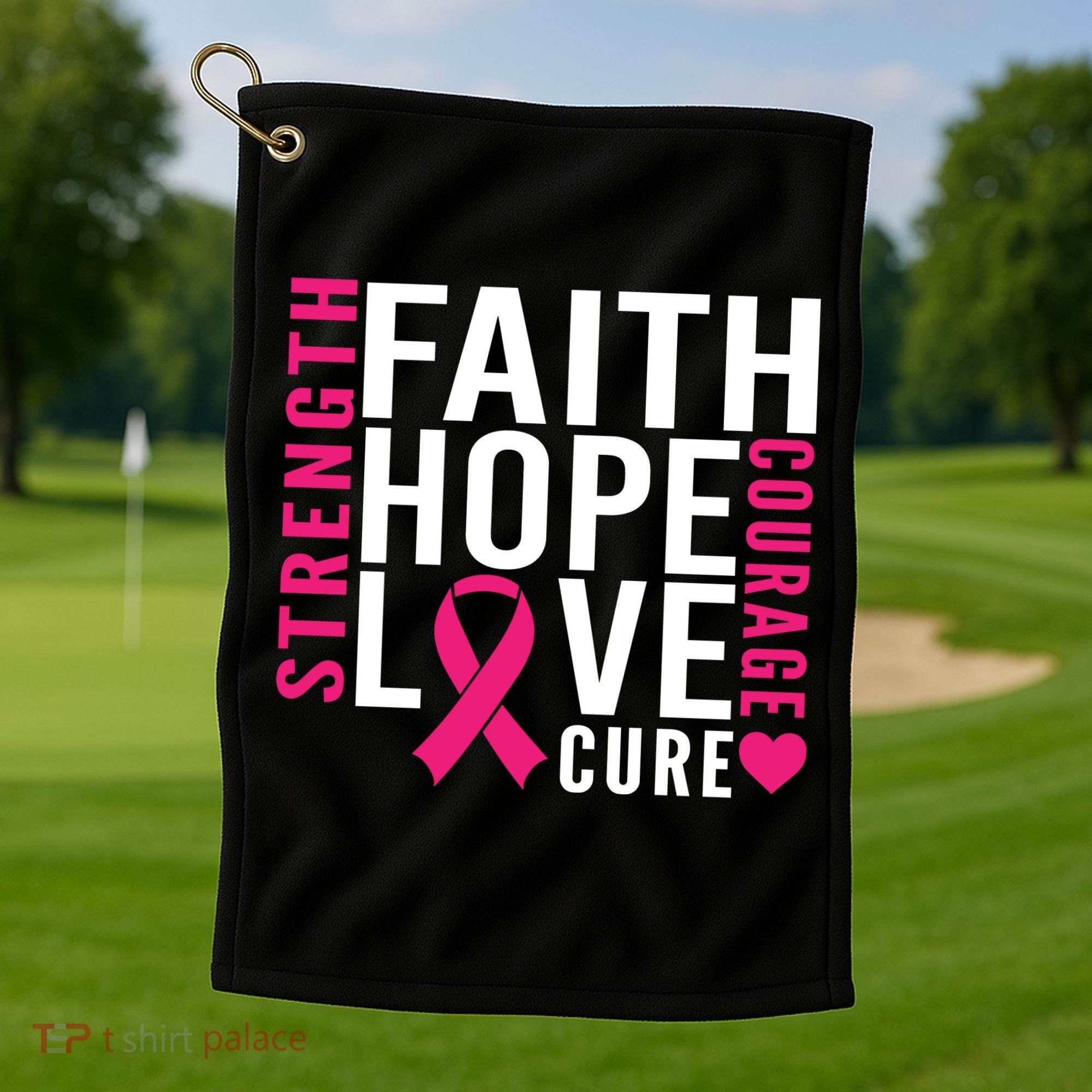 Breast Cancer Faith Hope Love Courage Golf Towel