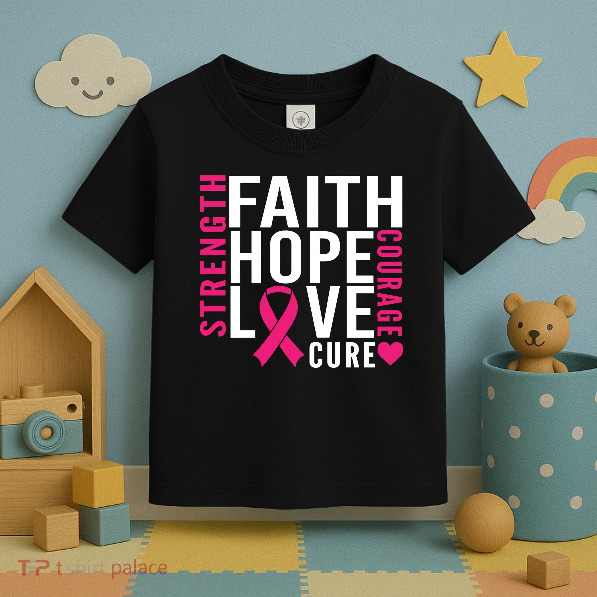Breast Cancer Faith Hope Love Courage Toddler T-Shirt