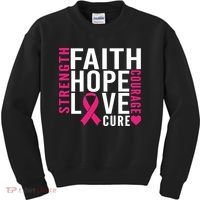 Breast Cancer Faith Hope Love Courage Kids Sweatshirt thumb 0