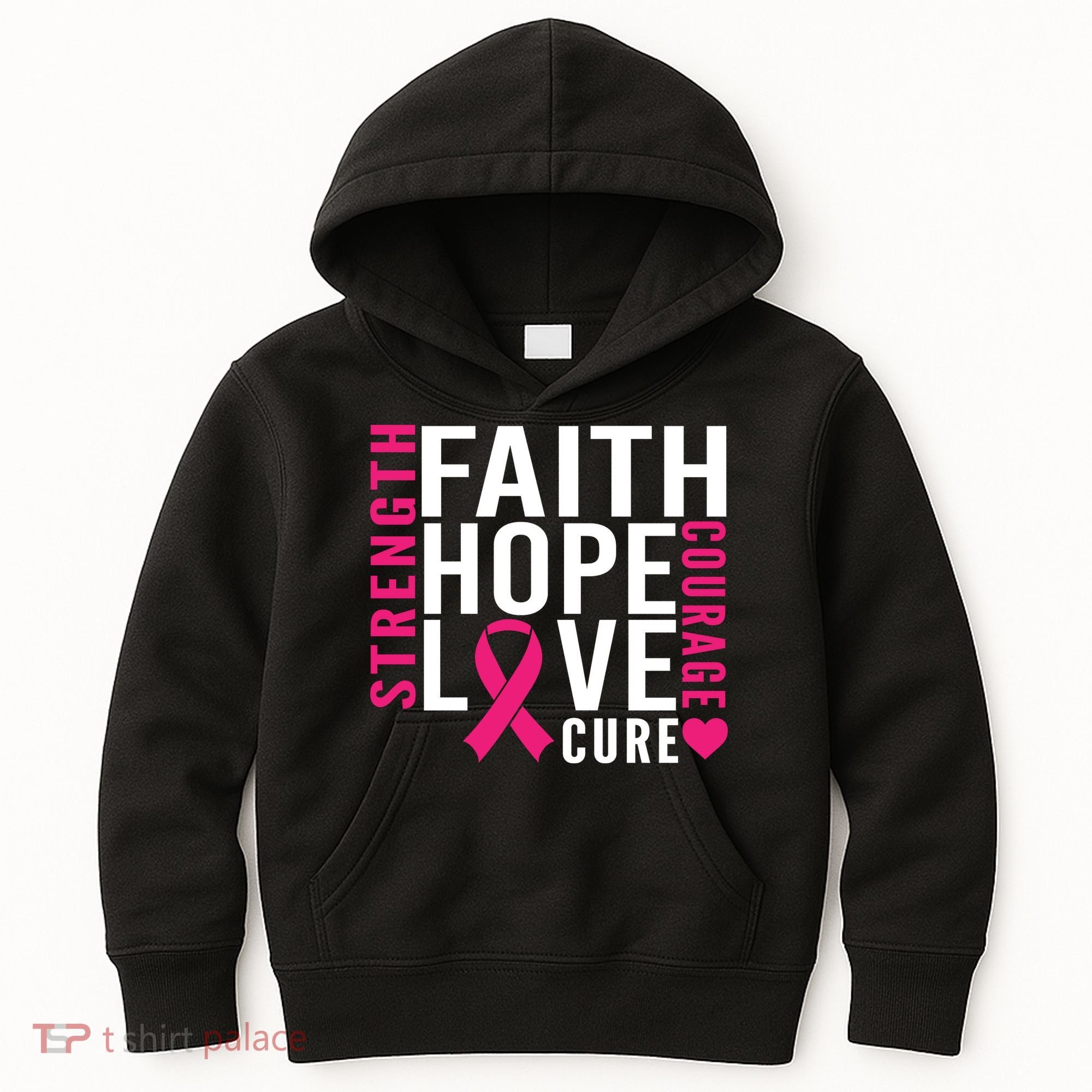 Breast Cancer Faith Hope Love Courage Kids Hoodie