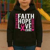 Breast Cancer Faith Hope Love Courage Kids Hoodie thumb 3