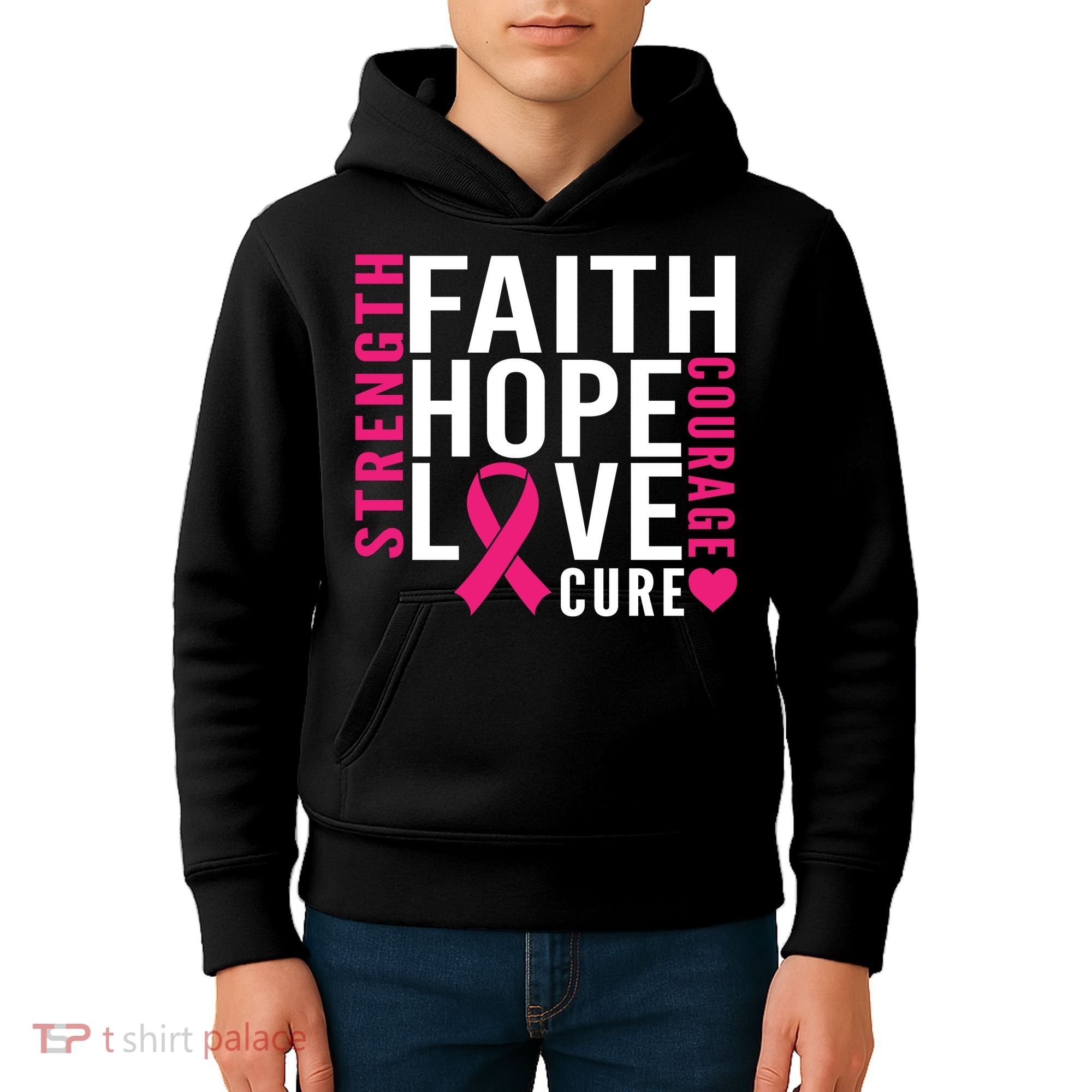 Breast Cancer Faith Hope Love Courage Kids Hoodie