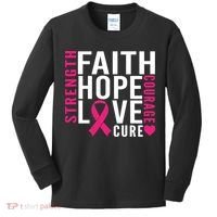 Breast Cancer Faith Hope Love Courage Kids Long Sleeve Shirt thumb 0
