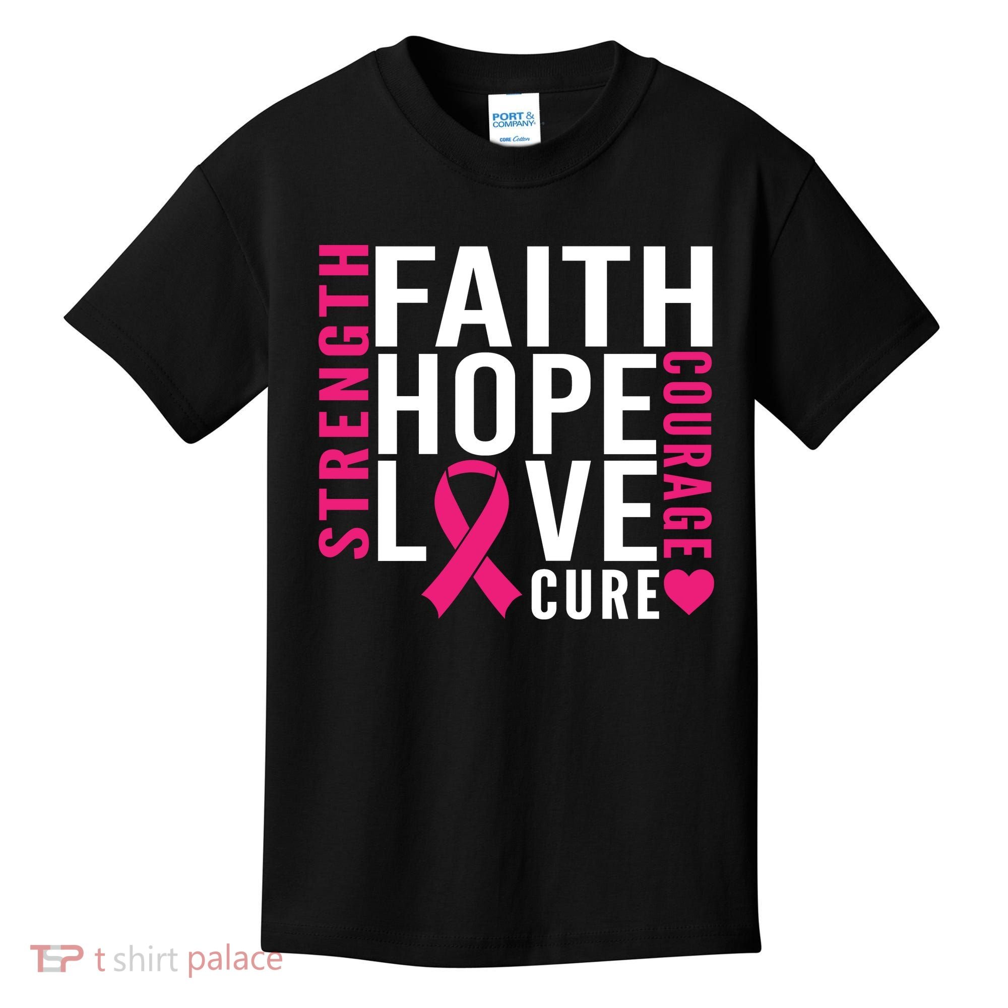 Breast Cancer Faith Hope Love Courage Kids T-Shirt