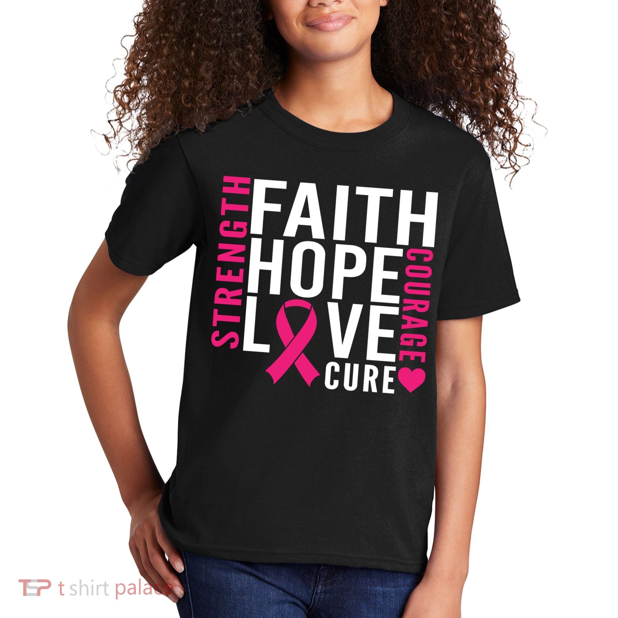 Breast Cancer Faith Hope Love Courage Kids T-Shirt