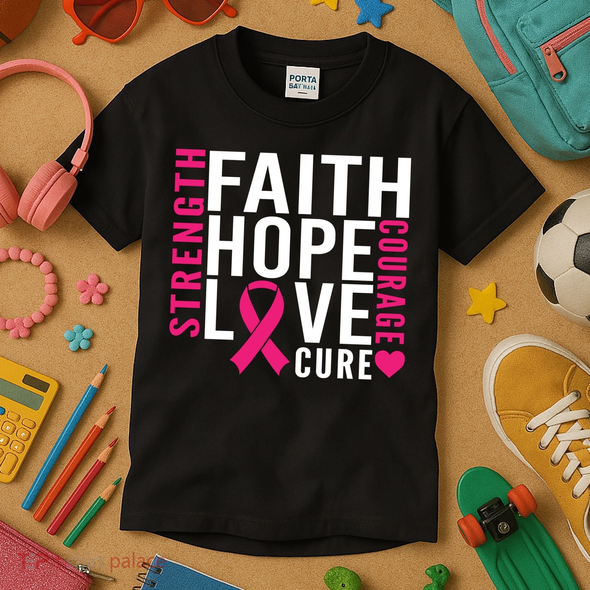 Breast Cancer Faith Hope Love Courage Kids T-Shirt