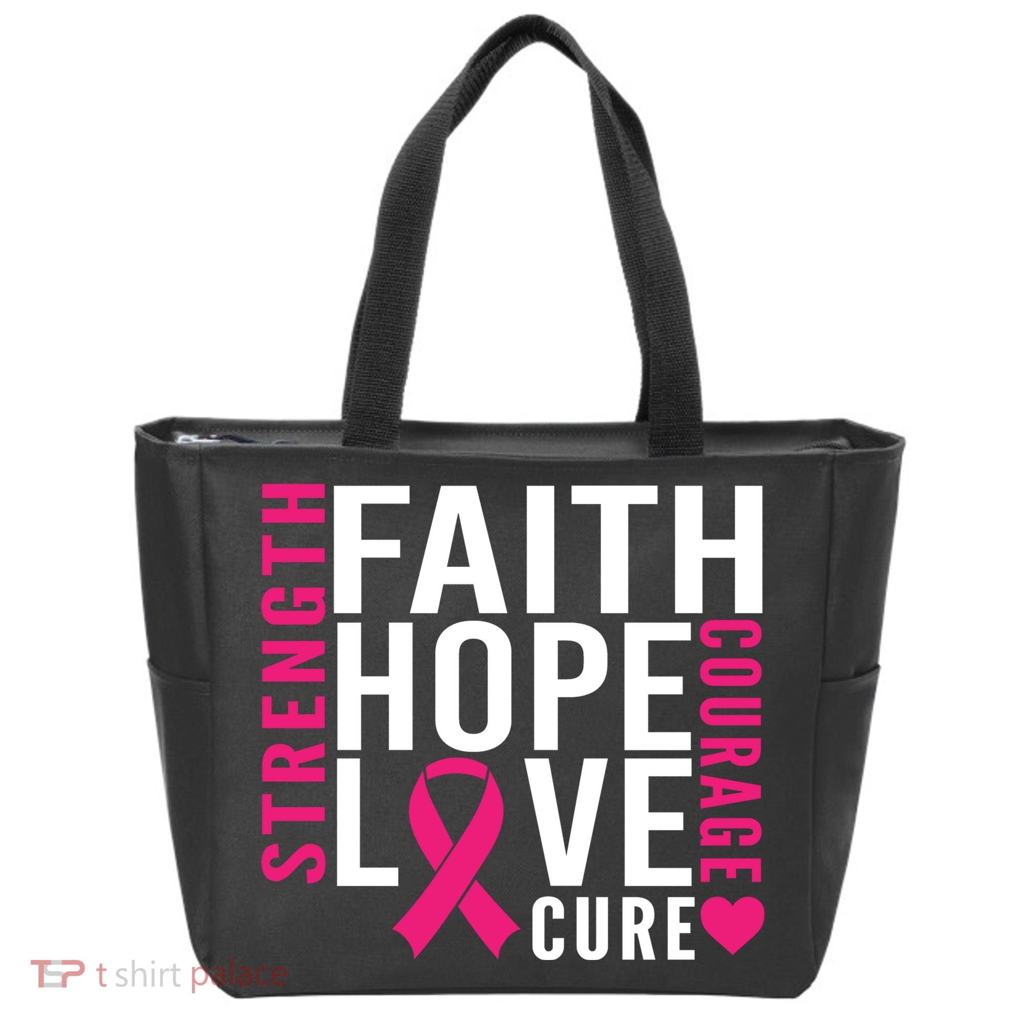 Breast Cancer Faith Hope Love Courage Tote Bag
