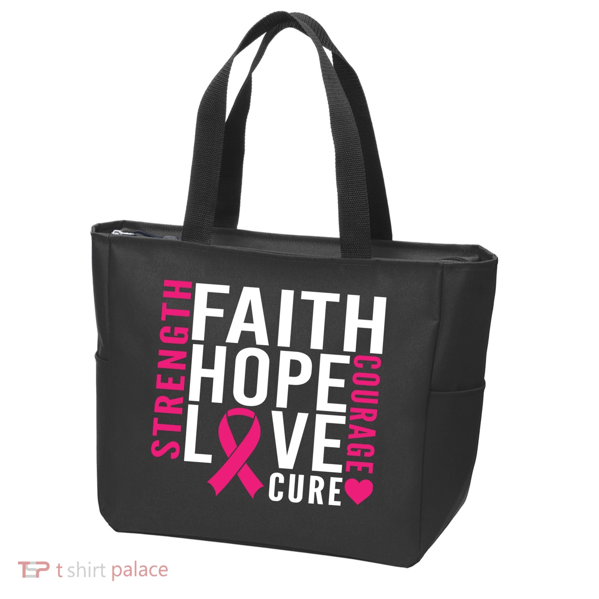 Breast Cancer Faith Hope Love Courage Tote Bag