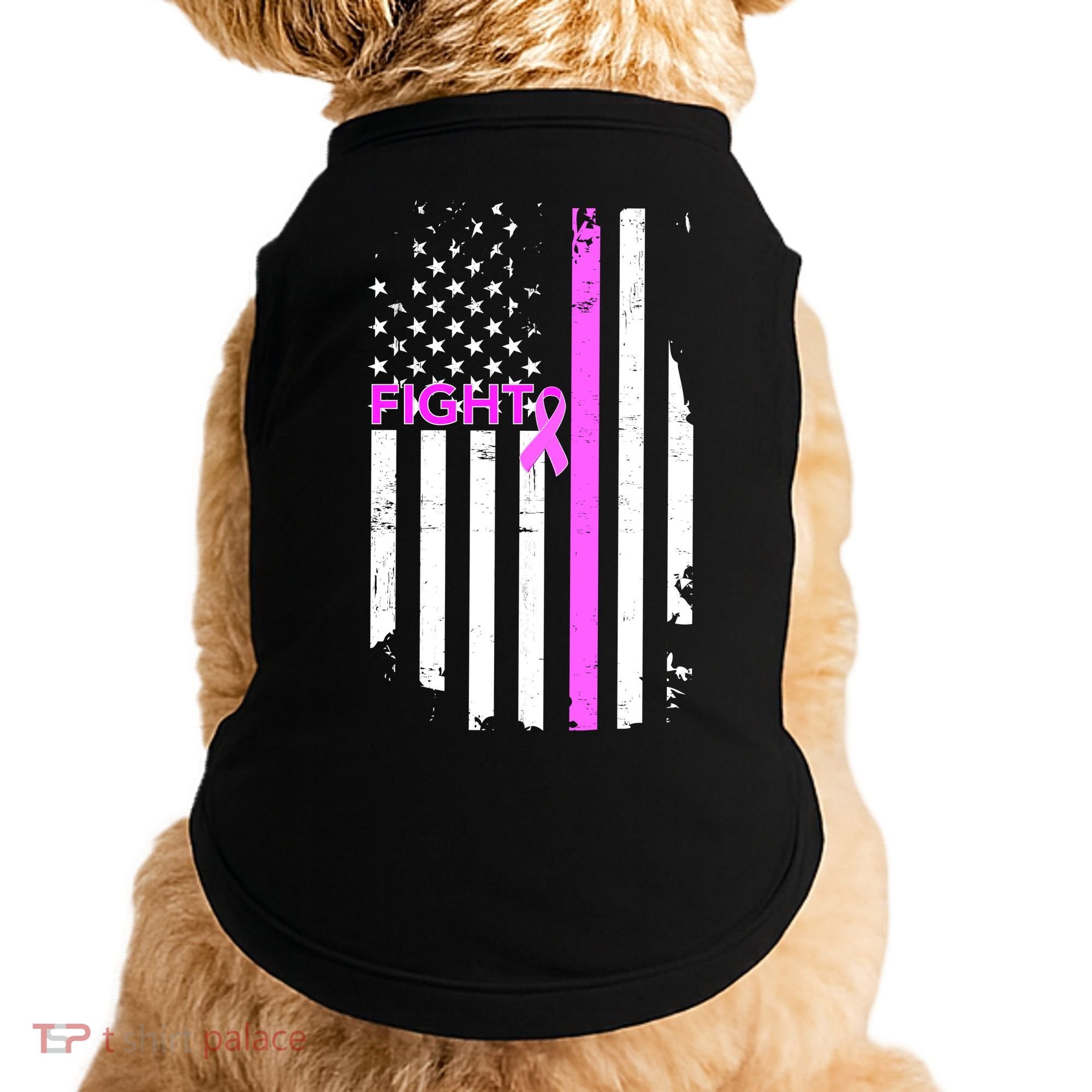 Breast Cancer Fight Ribbon Flag Doggie Tank