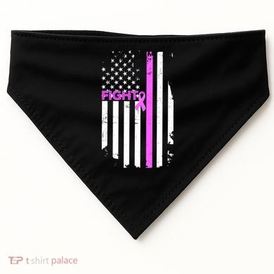 Breast Cancer Fight Ribbon Flag USA-Made Doggie Bandana