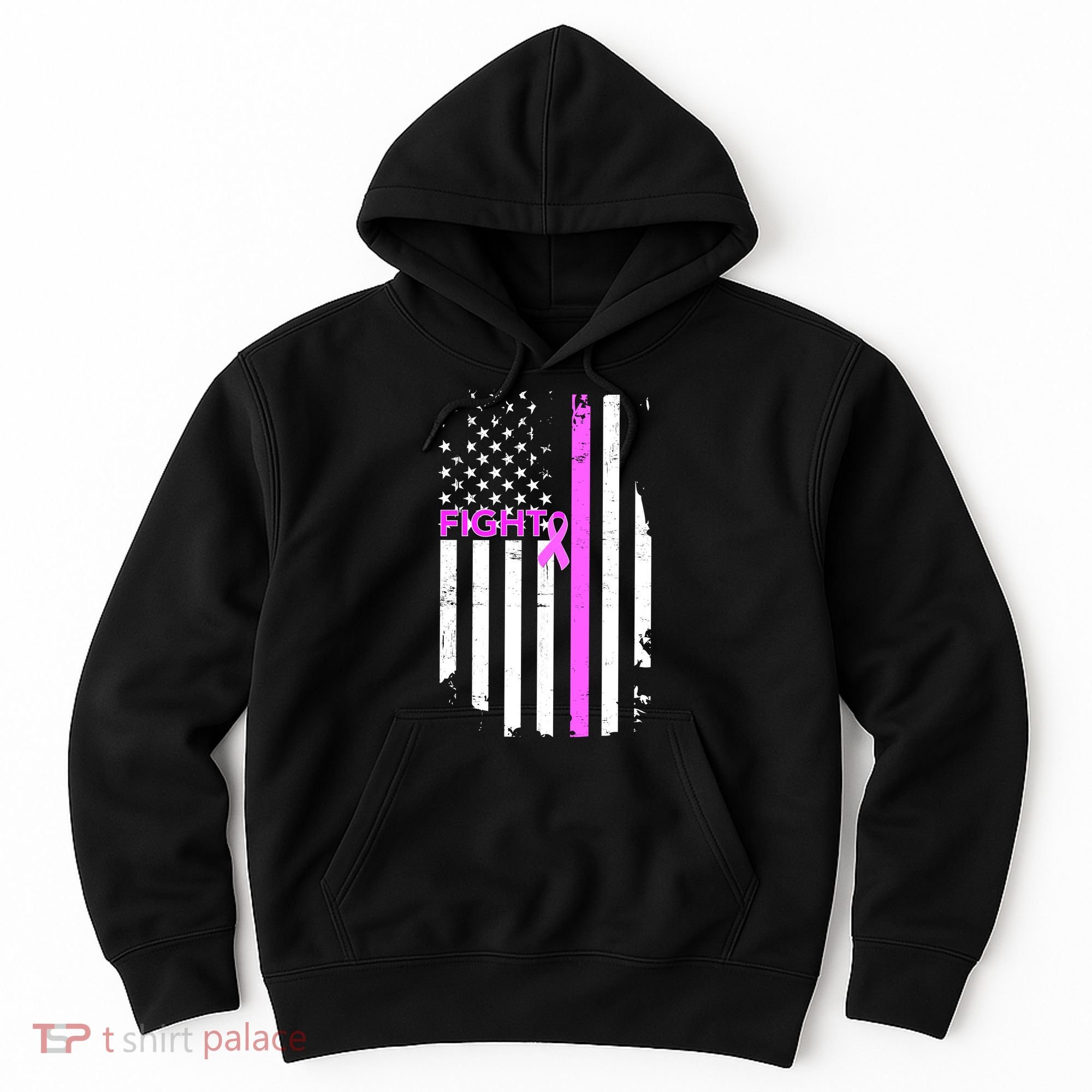 Breast Cancer Fight Ribbon Flag Hoodie