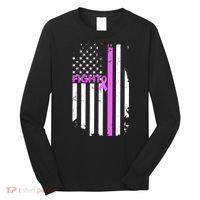 Breast Cancer Fight Ribbon Flag Long Sleeve Shirt thumb 0