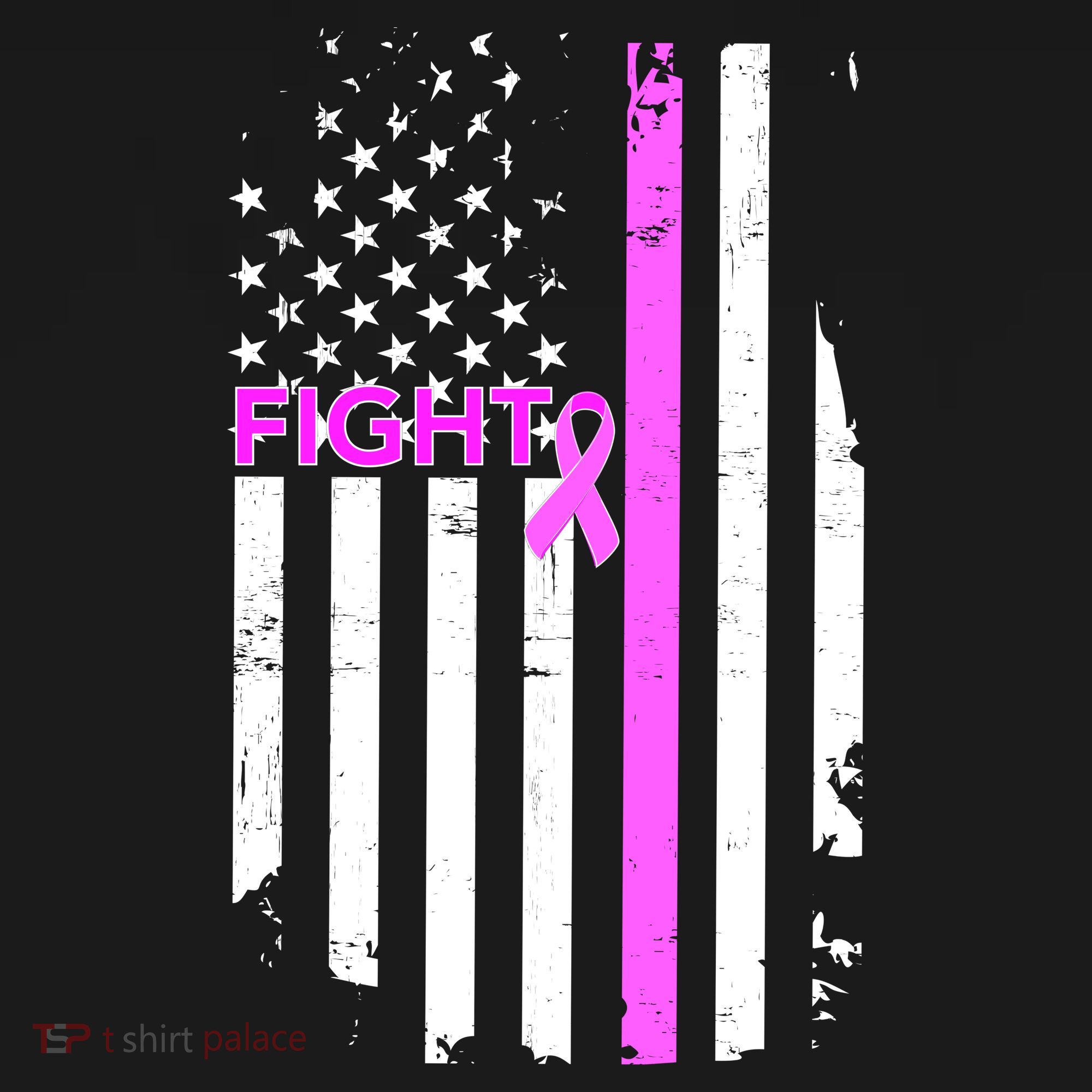 Breast Cancer Fight Ribbon Flag Long Sleeve Shirt