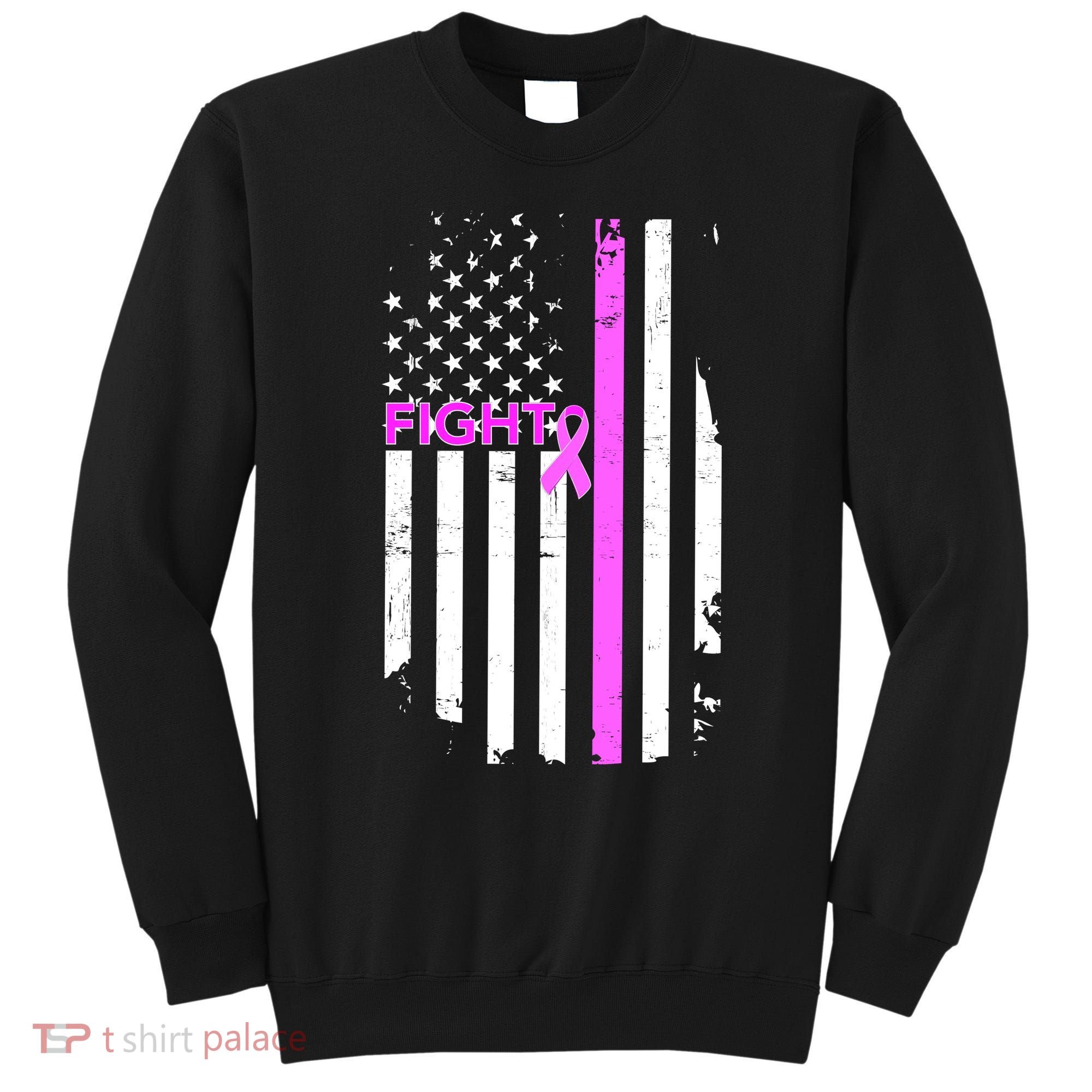 Breast Cancer Fight Ribbon Flag Sweatshirt
