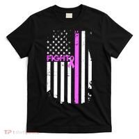 Breast Cancer Fight Ribbon Flag T-Shirt thumb 0