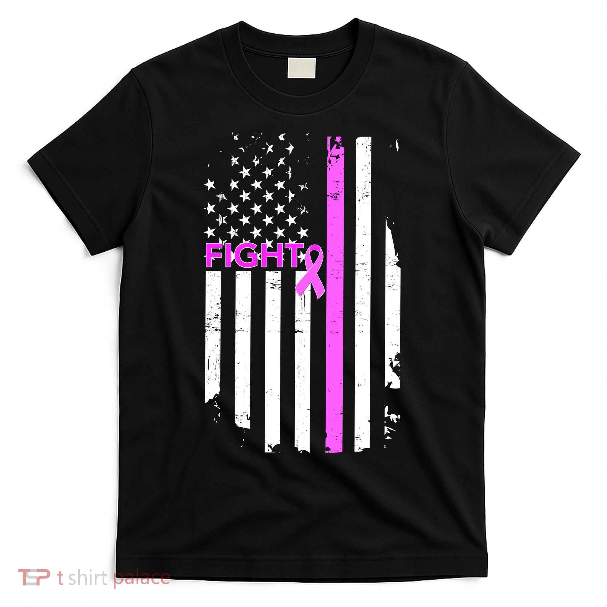 Breast Cancer Fight Ribbon Flag T-Shirt