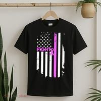 Breast Cancer Fight Ribbon Flag T-Shirt thumb 2