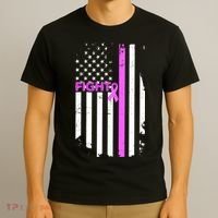 Breast Cancer Fight Ribbon Flag T-Shirt thumb 3