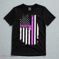Breast Cancer Fight Ribbon Flag T-Shirt thumb 5
