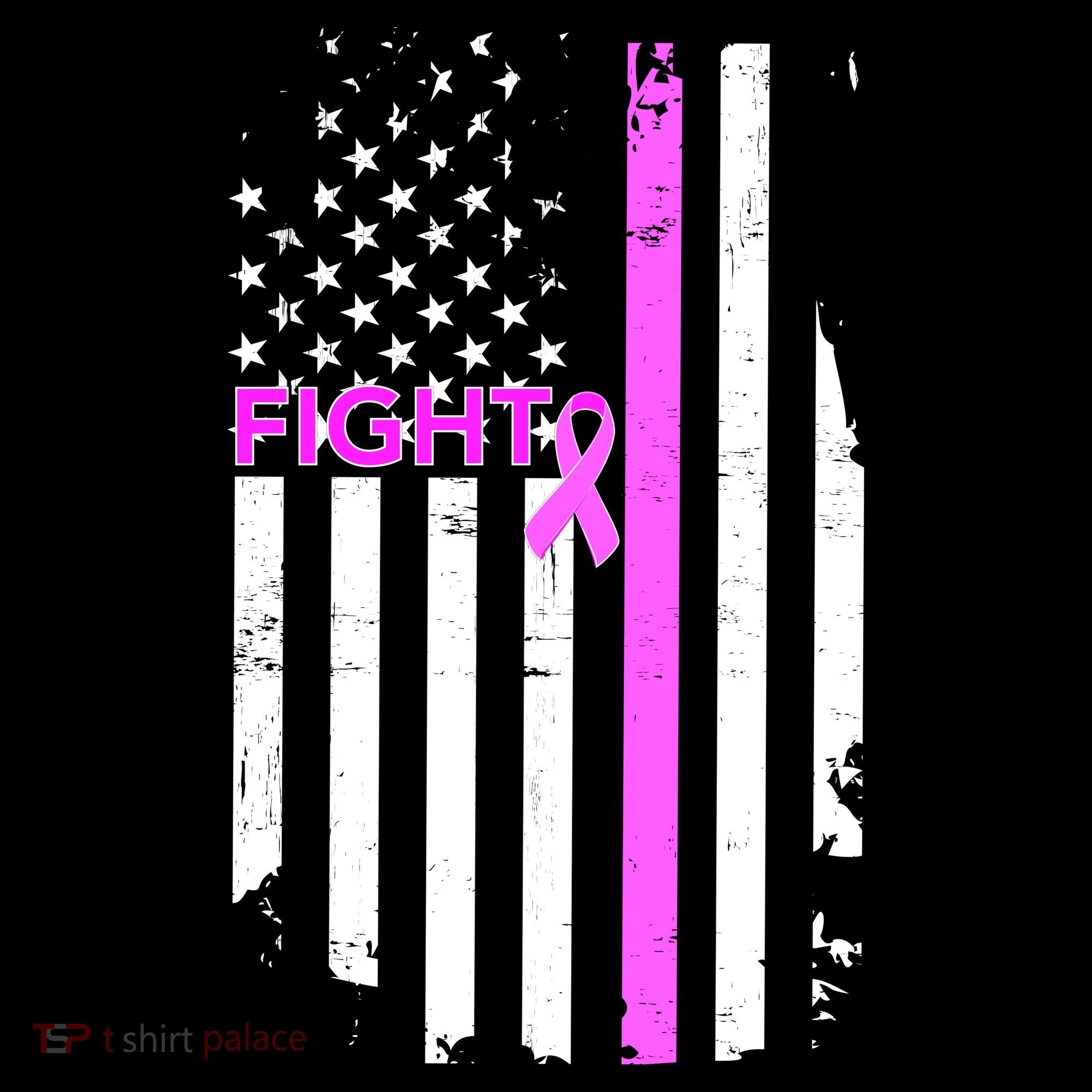 Breast Cancer Fight Ribbon Flag T-Shirt