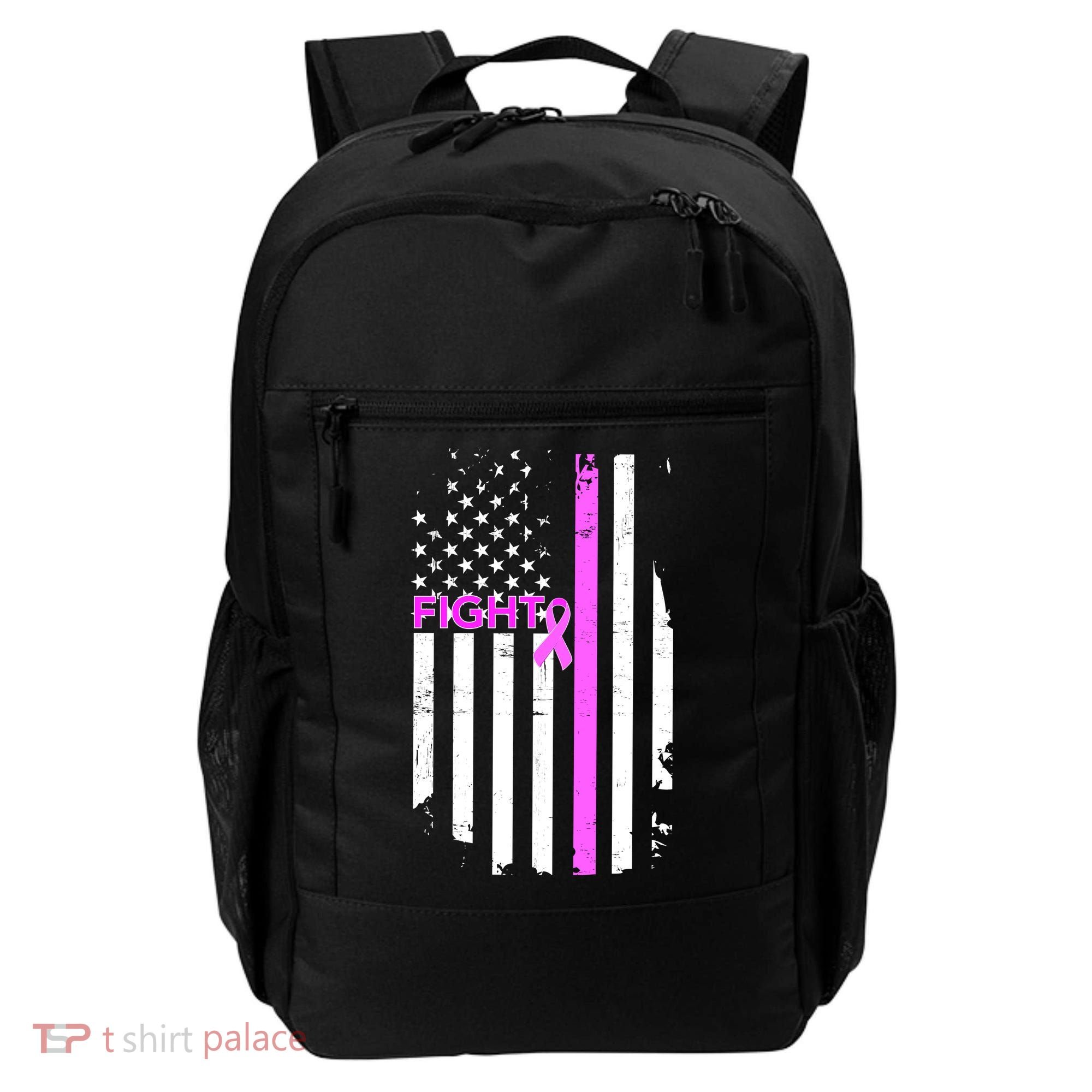 Breast Cancer Fight Ribbon Flag Backpack