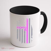 Breast Cancer Fight Ribbon Flag Coffee Mug thumb 1