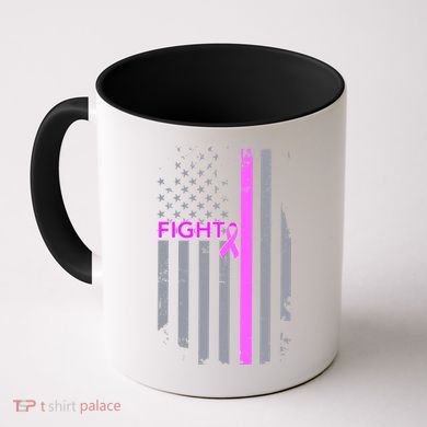 Breast Cancer Fight Ribbon Flag Coffee Mug