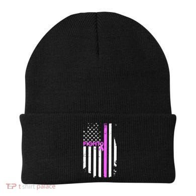 Breast Cancer Fight Ribbon Flag Beanie