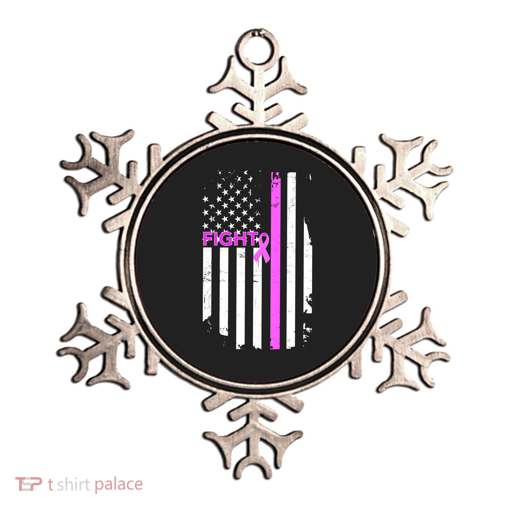 Breast Cancer Fight Ribbon Flag Ornament