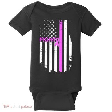 Breast Cancer Fight Ribbon Flag Baby Bodysuit